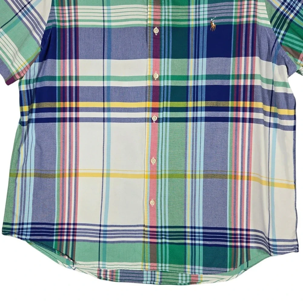 Polo Ralph Lauren Button Down Shirt Mens XL Multi Color Plaid Classic Fit Cotton